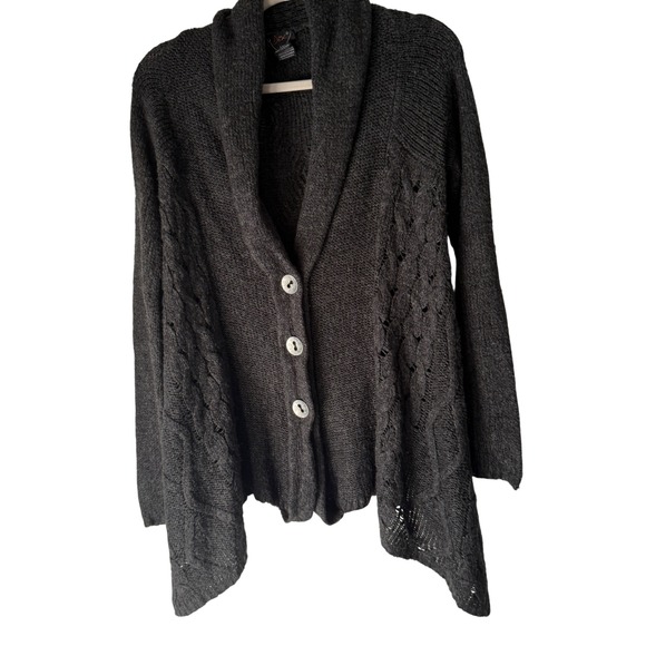 Dex Sweaters - Dex Gray Knit Button Front Shawl Cardigan‎ Sweater Medium M Lagen Artsy Boho